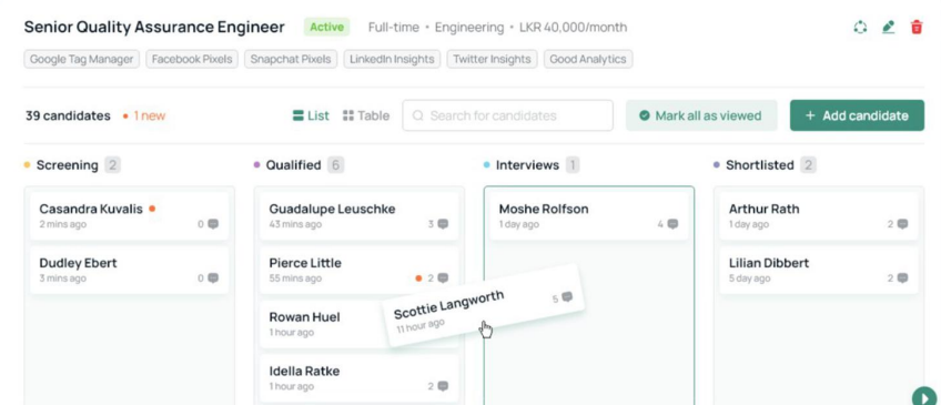 Create a custom hiring pipeline on Rooster