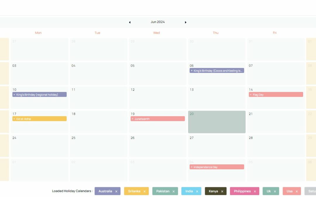 Add multiple holiday calendars on Rooster